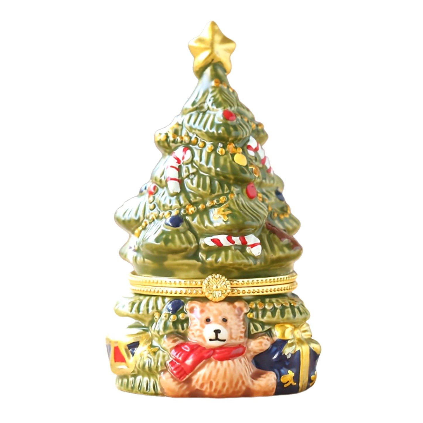 Christmas Tree Jewelry Trinket Box Fine Craftsmanship Creative Treasure Case Candy Box Suitable for Holiday Parties Desk Peaceful Pleasures Health and Wellness No Candles Green
