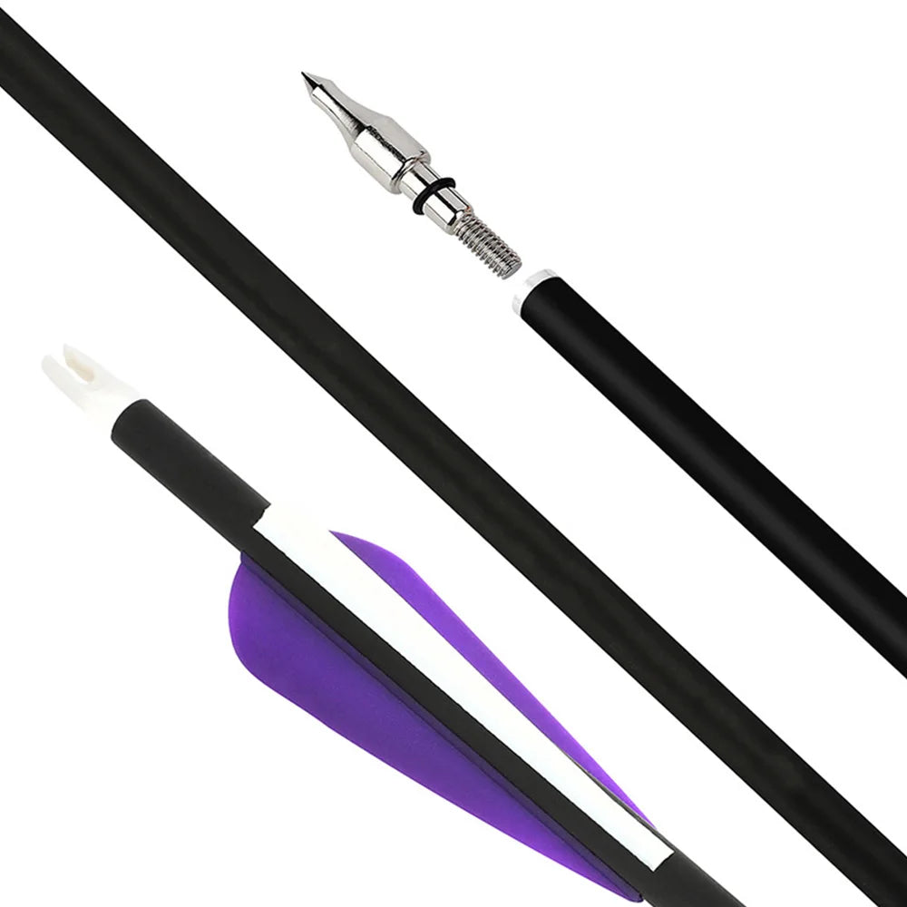 6 12 Archery Hunting Mixed Carbon Arrows Sp500 Replaceable Arrowhead