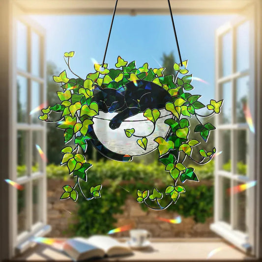 Black Cat Acrylic Suncatcher Plant Pot Window Hanging Decor Acrylic Suncatcher Peaceful Pleasures Health and Wellness