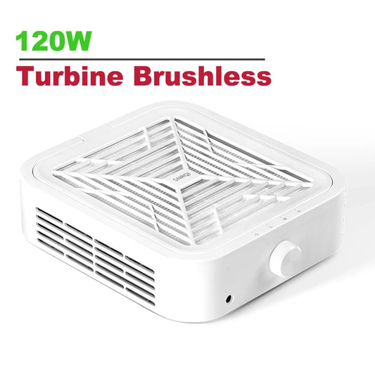 Turbine Brushless Nail Dust Remover Strong Suction 120W Nail Vacuum Cleaner for Manicure with Removable Filter Speed Adjustable Peaceful Pleasures Health and Wellness