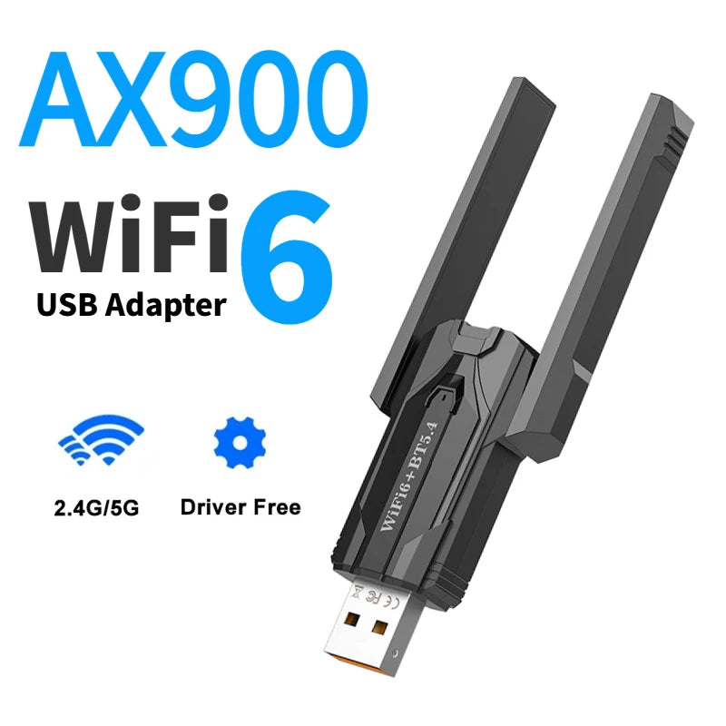 900Mbps USB WiFi Bluetooth5.4 Adapter 2in1 Network Card Dual Band 2.4G 5GHz Wi-Fi Antenna Mini Wireless Receiver PC Accessories Peaceful Pleasures Health and Wellness 900Mbps BT5.4 WIFI 6
