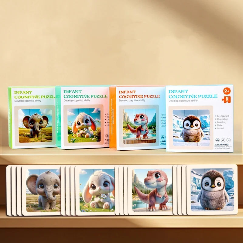Bview Art Wooden Jigsaw Puzzles Kids Cartoon Animal Board Educational