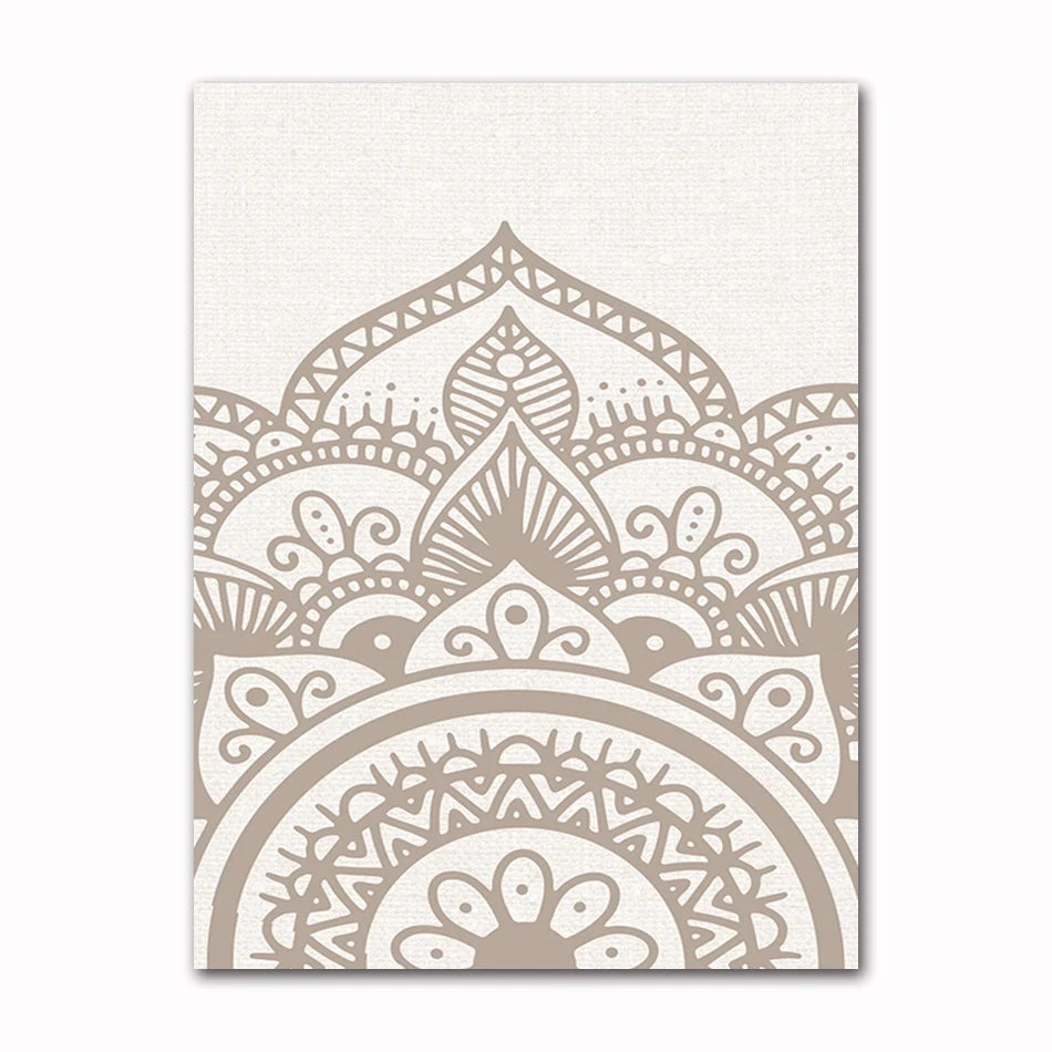 Bohemia Mandala Floral Beige Abstract Posters Canvas Painting Wall Art Print Pictures for Living Room Interior Home Decoration Peaceful Pleasures Health and Wellness 60314-05 40x60cm Unframed