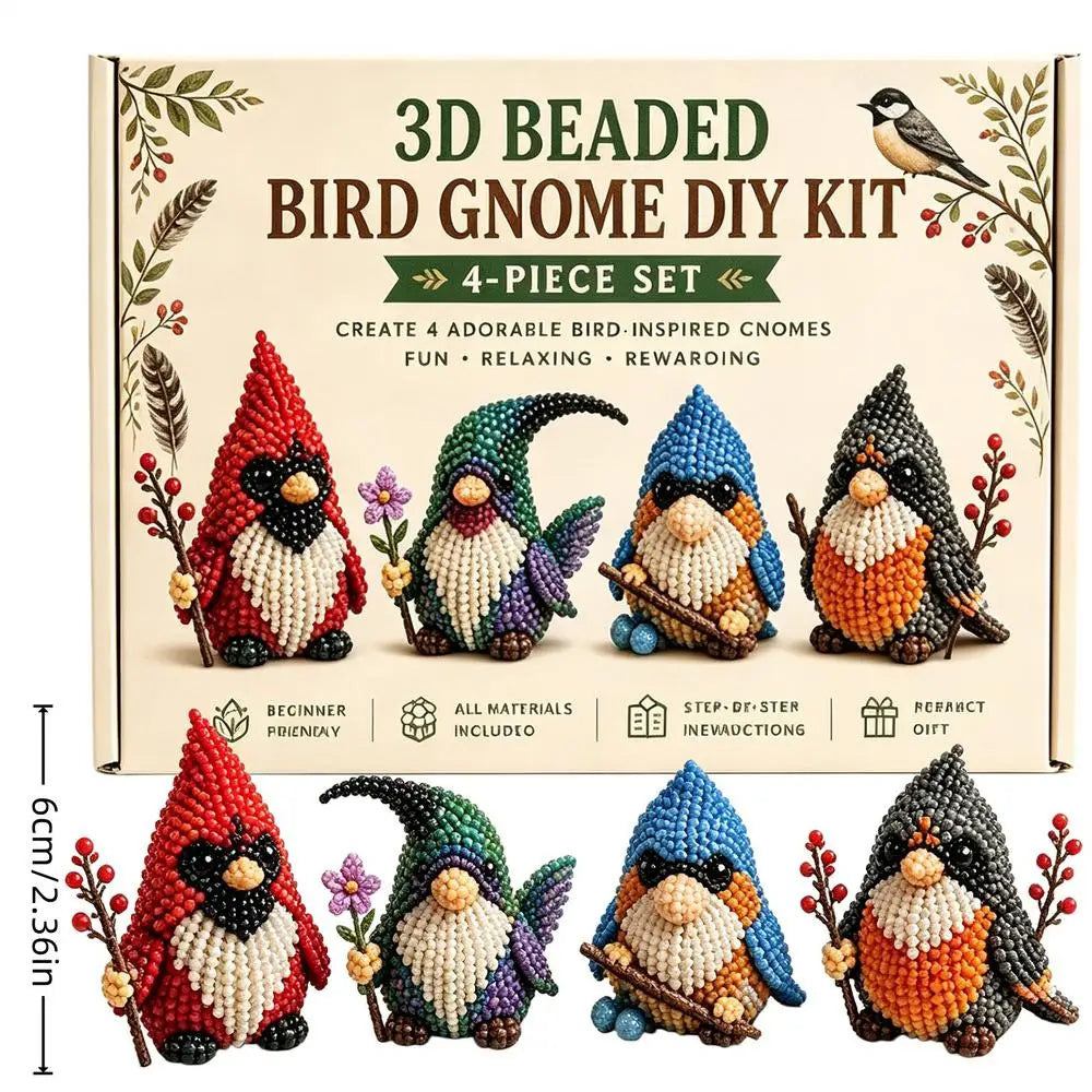 3D Gnome DIY Bead Craft Kit – Dwarf Desk Decor Beading Set