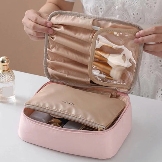 Travel Cosmetics Storage Bag Large Capacity Detachable Makeup Bag with Brush Holder Waterproof Toiletry Bag for WomenWashing Bag Peaceful Pleasures Health and Wellness