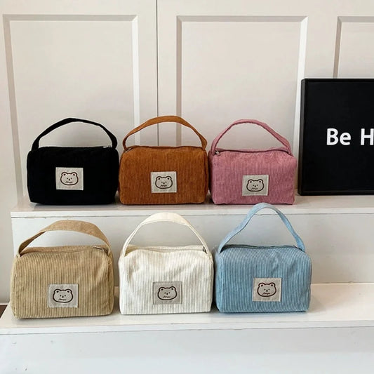 Large Corduroy Makeup Bag Women – Zipper Cosmetic Organizer Cosmetic Organizer Bag Peaceful Pleasures Health and Wellness