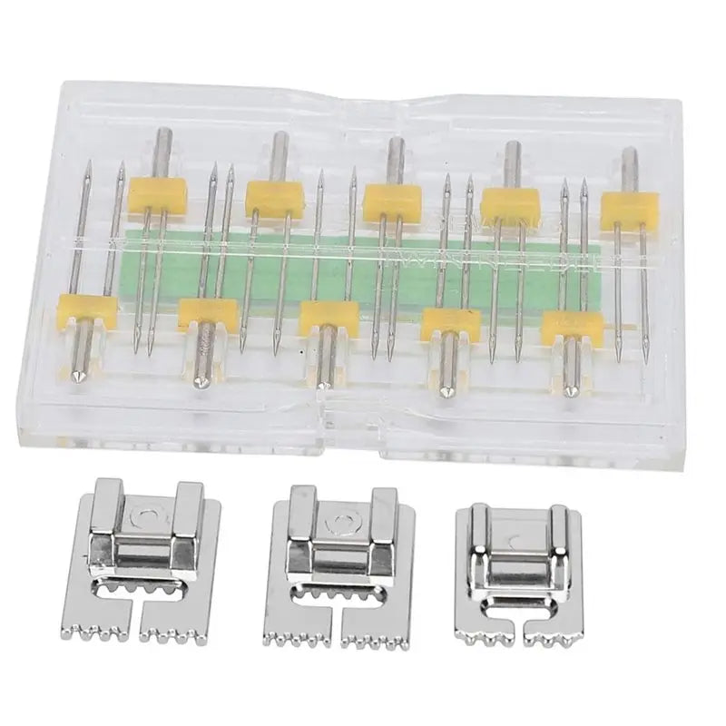 A36T-Stainless Steel Double Needles 10 Twin Needles& 3 Pintuck Presser Feet For Household Sewing Machines Peaceful Pleasures Health and Wellness