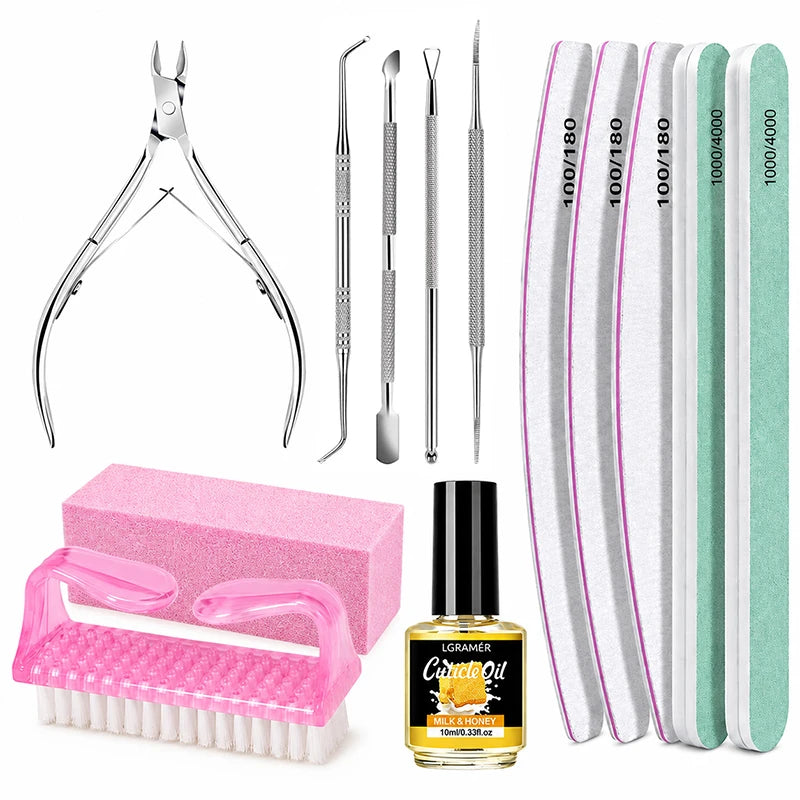 13-Piece Nail Care Manicure Set with Cuticle Oil & Nipper