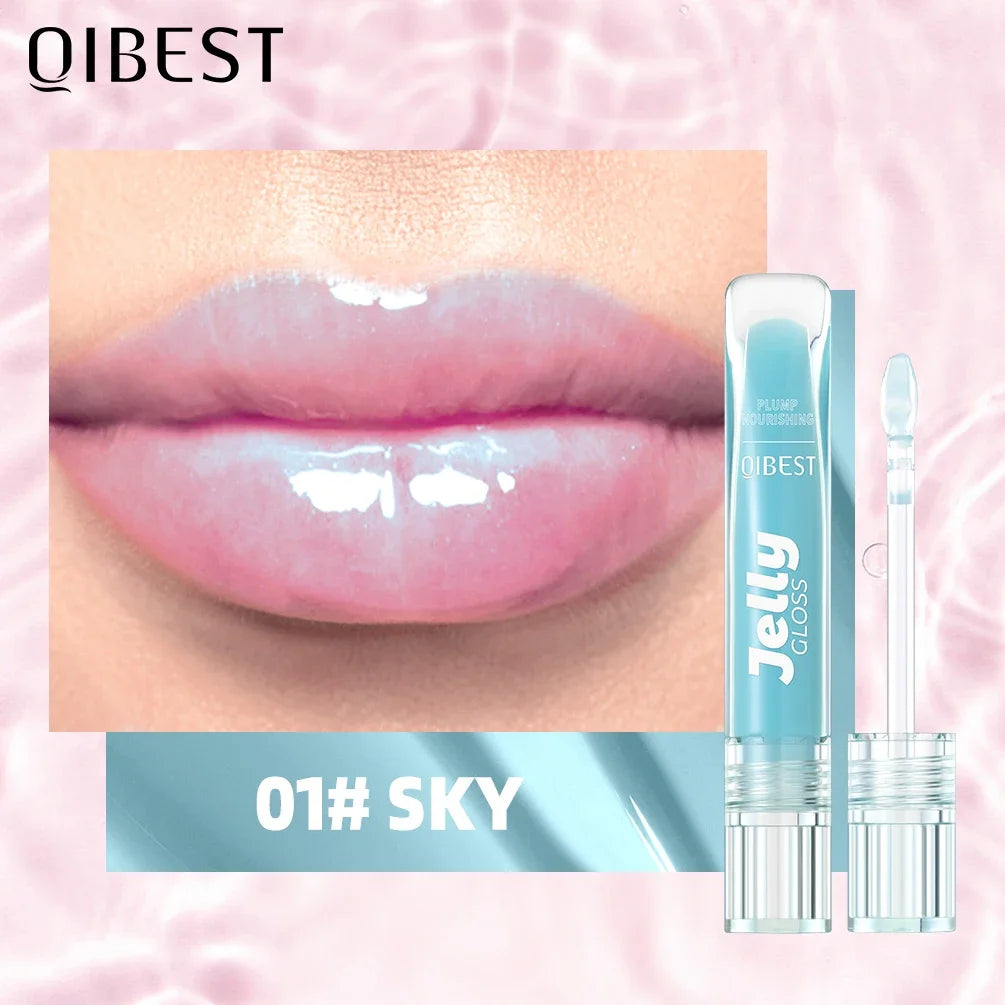 QIBEST Mirror Pearl Lip Gloss Long Lasting Moisturizing Lipstick Shine Glitter Lip Glaze Women Non Stick Cup Lip Tint Cosmetics Peaceful Pleasures Health and Wellness 01 Sky