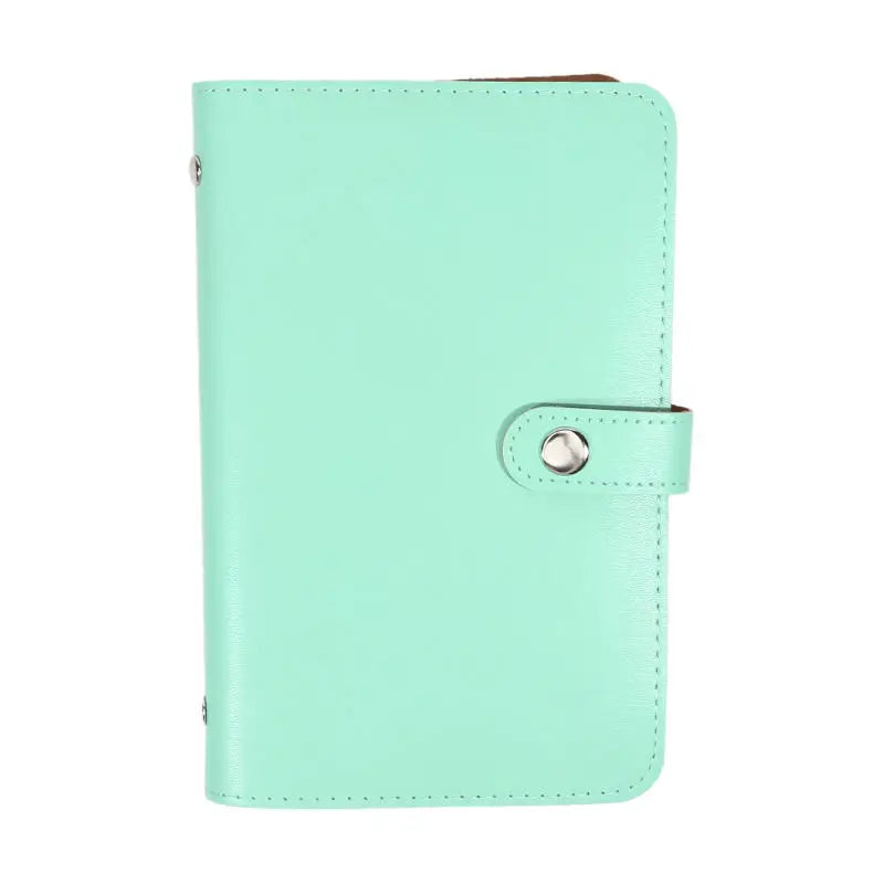 Large Capacity Cash Saving Organizer Book with Double Sided Pockets PU Leather Bill Storage Album for Budgeting Peaceful Pleasures Health and Wellness Light blue