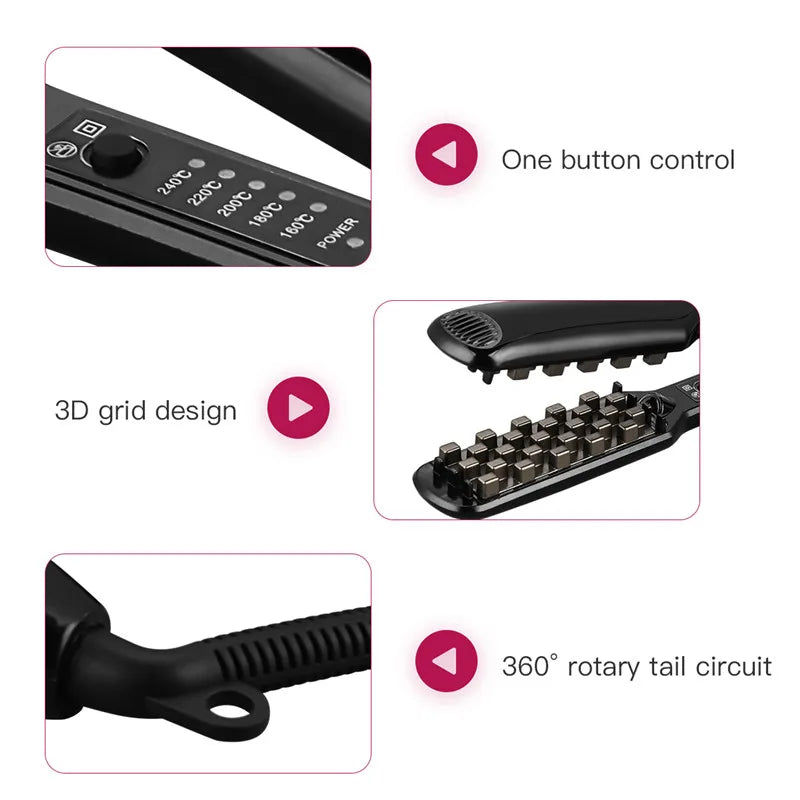 3D Grid Hair Crimper Professional Fluffy Iron Increase Volume Ceramic Hair Tool Hair Waver Styling Crimping Perm Pliers Peaceful Pleasures Health and Wellness
