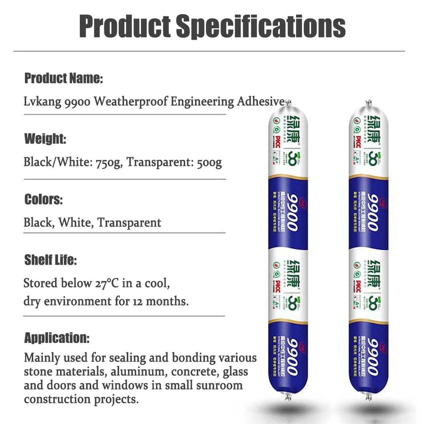Silicone Sealant DH-9900 High Temperature Resistant for Bathroom Roof Wall Crack Waterproof Indoor Outdoor Permanent Clear Seal Peaceful Pleasures Health and Wellness