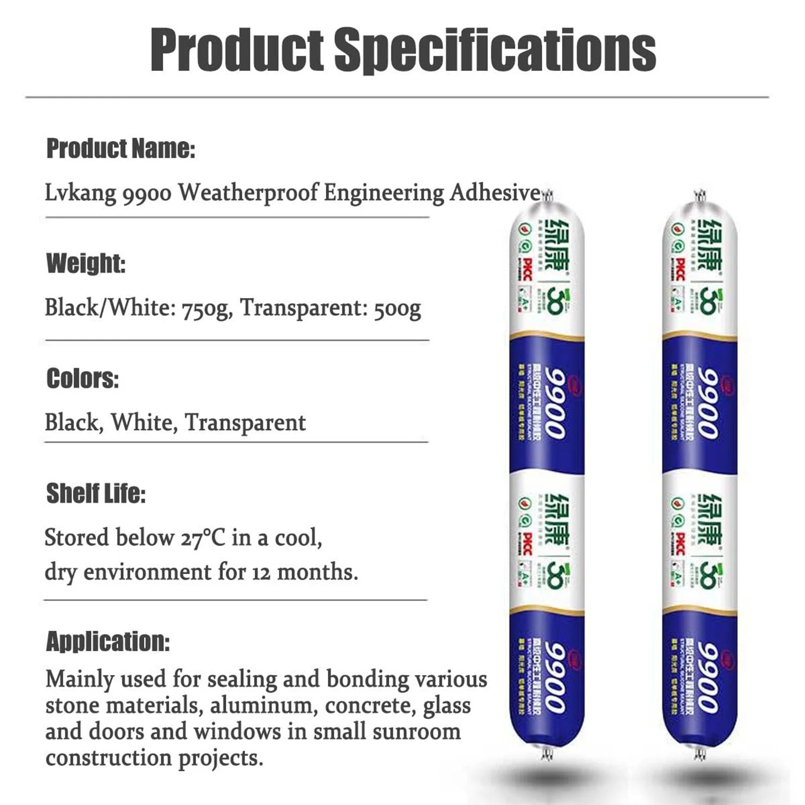 Silicone Sealant DH-9900 High Temperature Resistant for Bathroom Roof Wall Crack Waterproof Indoor Outdoor Permanent Clear Seal Peaceful Pleasures Health and Wellness