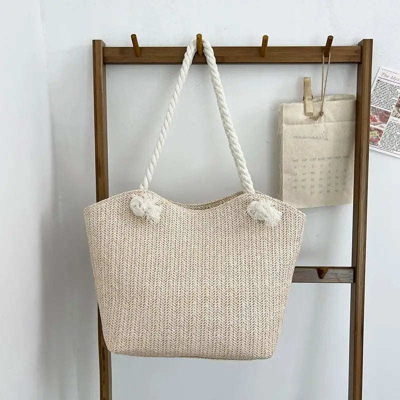 Women's Large Capacity Woven Straw Tote Shoulder Bag