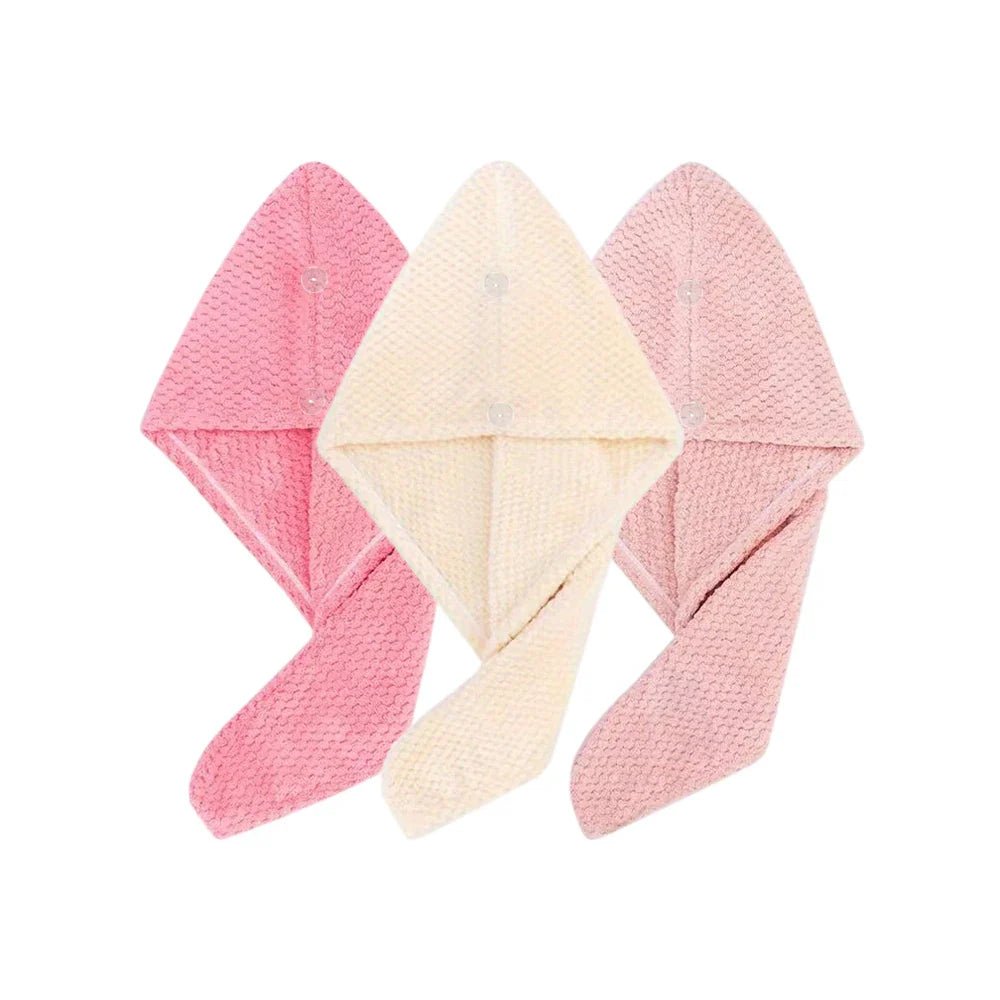 Absorbent Hair Towel Wrap with Button Closure – 9.8"×25.5"