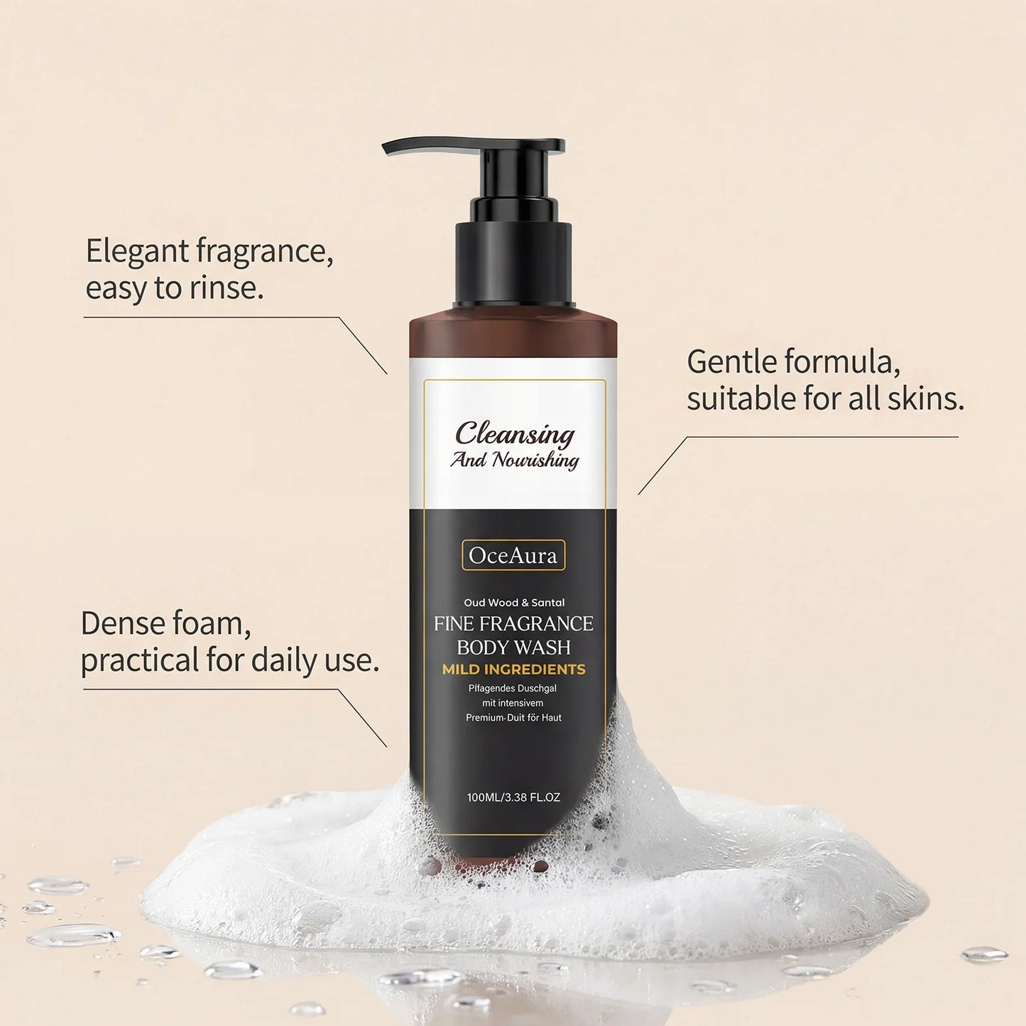 Refreshing Moisturizing Shower Gel Exfoliating Soothing Body Odor Remover Glowing Smoothing Rich Foam Daily Cleansing Body Wash Peaceful Pleasures Health and Wellness