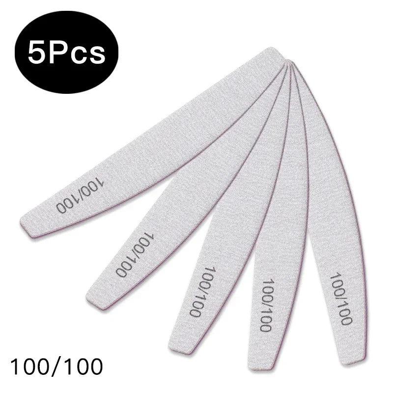 3/5/10Pcs Professional Nail File Sandpaper Strong Thick Nail Files Buffer For Manicure Sanding Half Moon Lime Nail Tools 100/180 Peaceful Pleasures Health and Wellness Q39126 5PCS