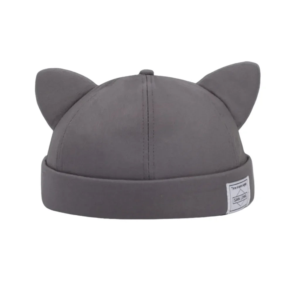 Cotton Cat Ears Beanie Hat – Adjustable Brimless Skull Cap