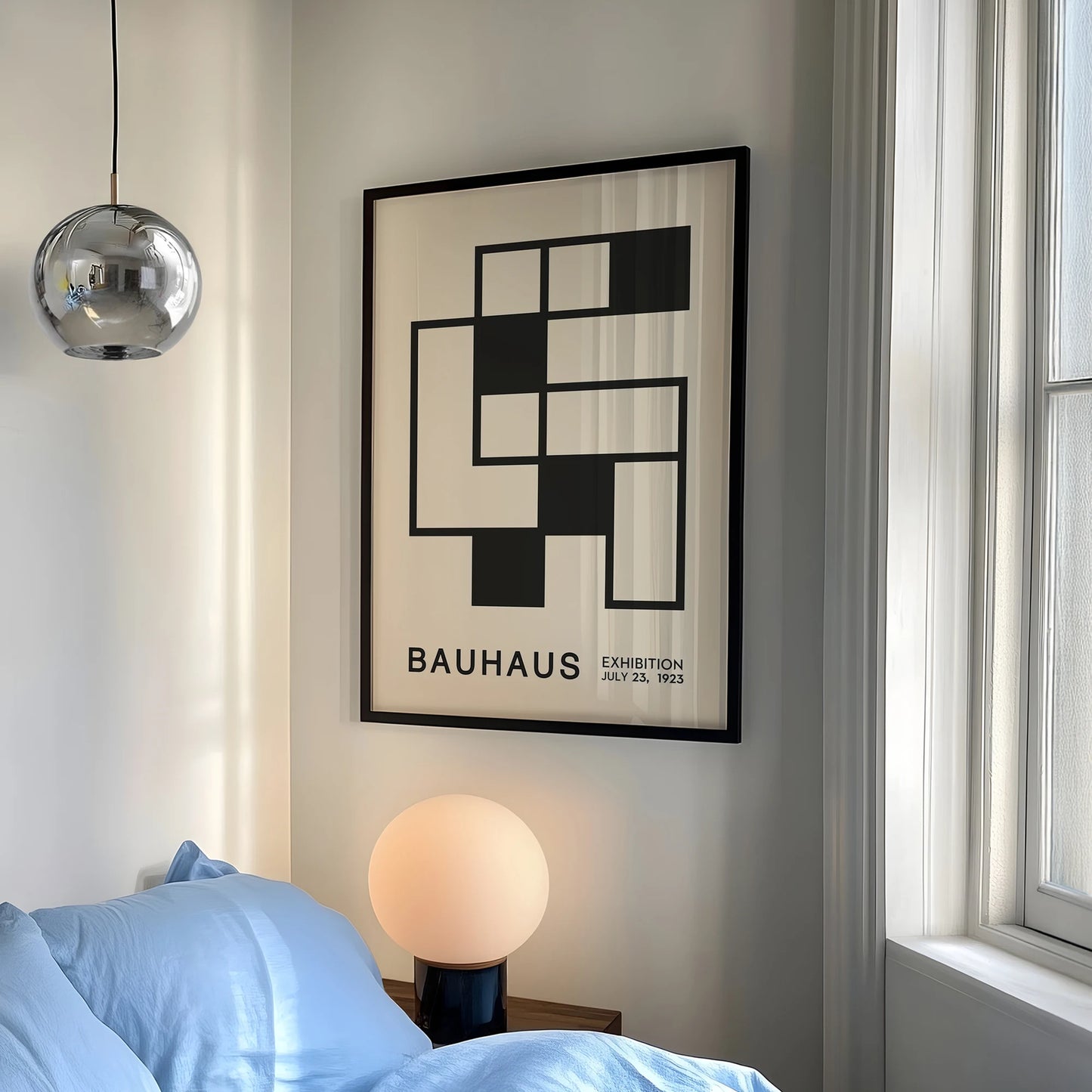 Minimalist Bauhaus Black & White Canvas Wall Art Print