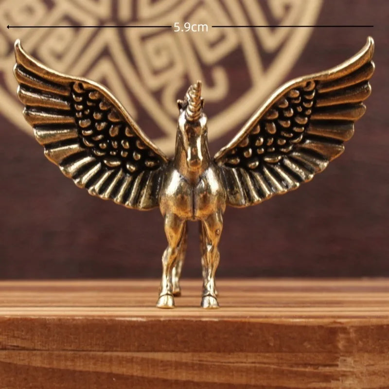 Flying Horse Brass Miniature Figurines Desk Ornament Decorations Animal Statue Animal Sculpture Home Decor Home Accessories Peaceful Pleasures Health and Wellness