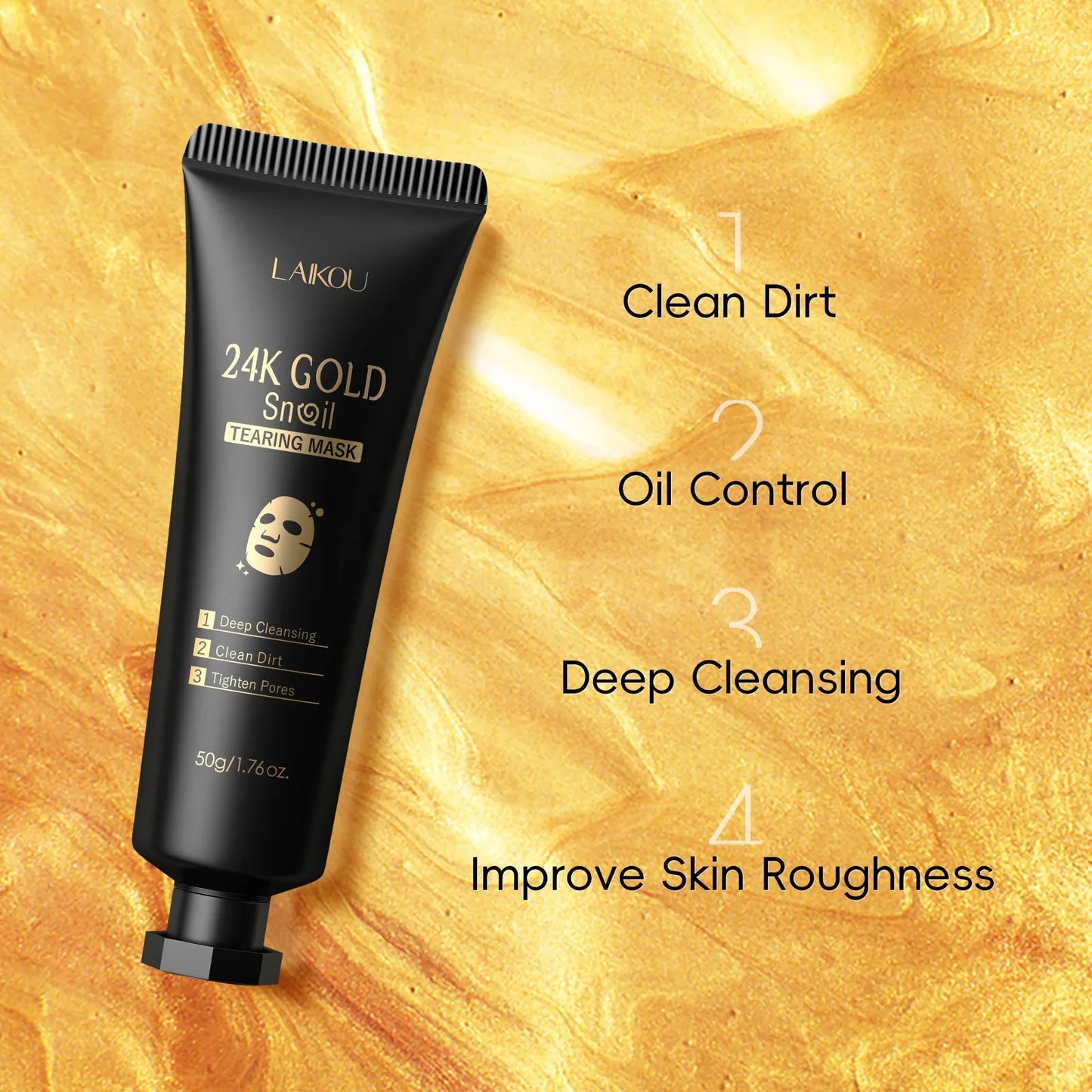 LAIKOU 24K Gold Snail Peel Off Mask – Blackhead Remover 50g