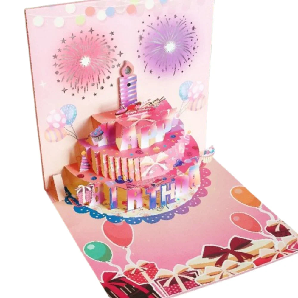 3D Pop-Up Musical Birthday Card with LED Blowable Candle