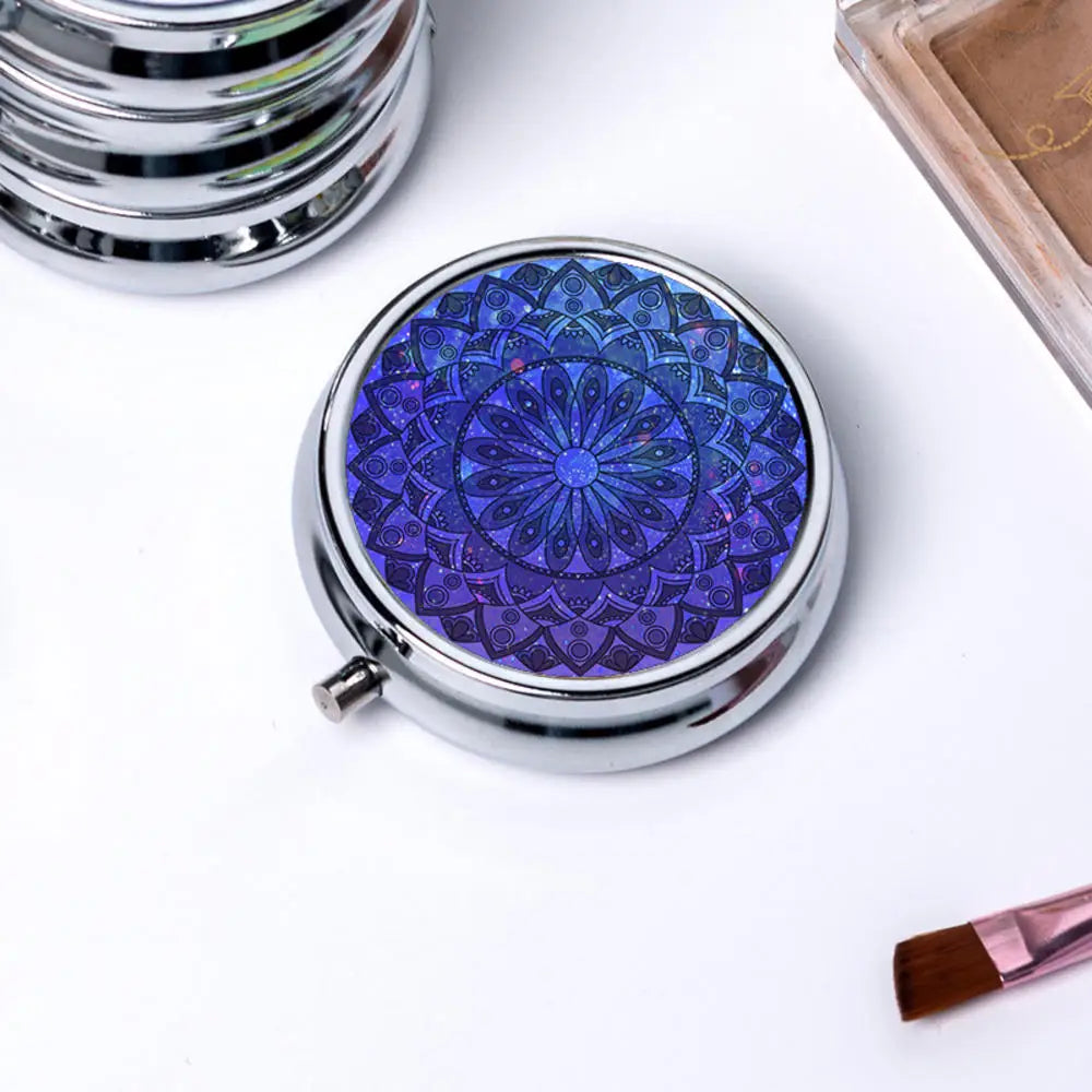 Portable 3 Cell Metal Pill Boxes Stainless Steel Round Pill Boxes Medicine Organizer Container Medicine Case Splitters Pill Box Peaceful Pleasures Health and Wellness J