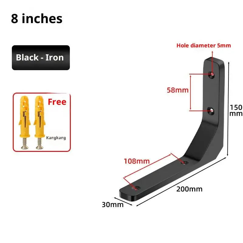 1PC Wall Mounted Shelf Angle Brackets Industrial Floating L Shelf Bracket Thick Heavy Duty Peaceful Pleasures Health and Wellness 1pc Black 200X150MM