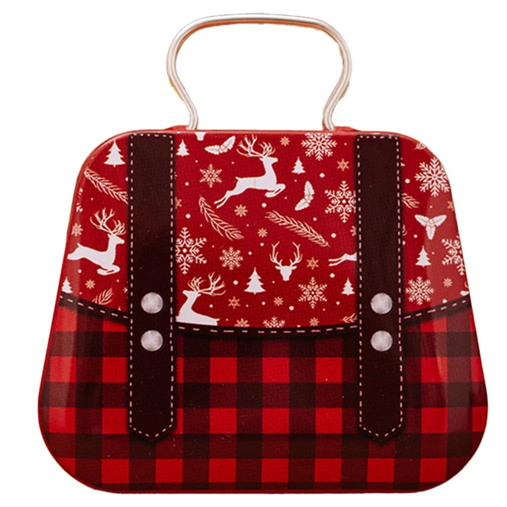 Christmas Metal Cookie Tin Box – Festive Handbag Treat Storage