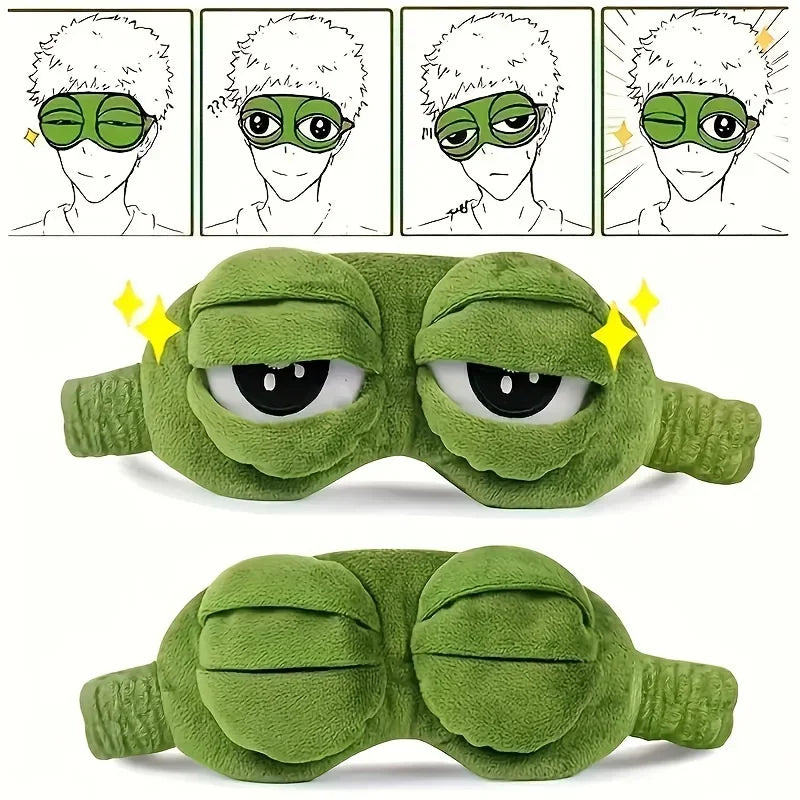3D Cartoon Frog Sleep Mask – Soft Cotton Blindfold for Travel