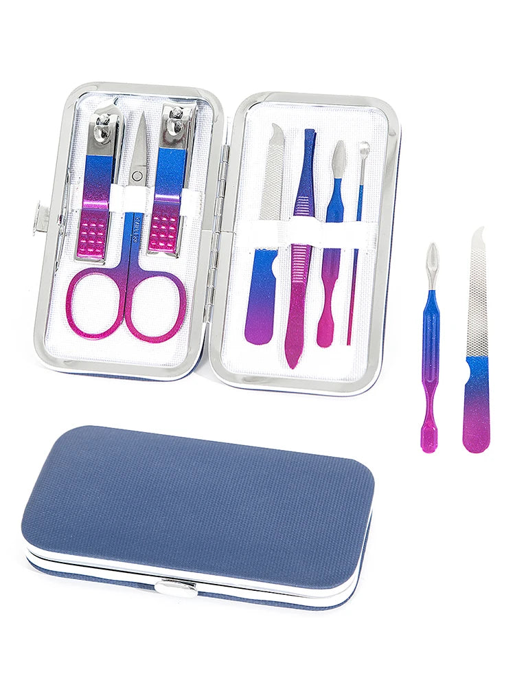 Nail Clipper Set, 7 Pcs Toenail Clippers, Stainless Steel Fingernail Clipper, and PU Leather Manicure Set, Gift Ideas Peaceful Pleasures Health and Wellness Blue