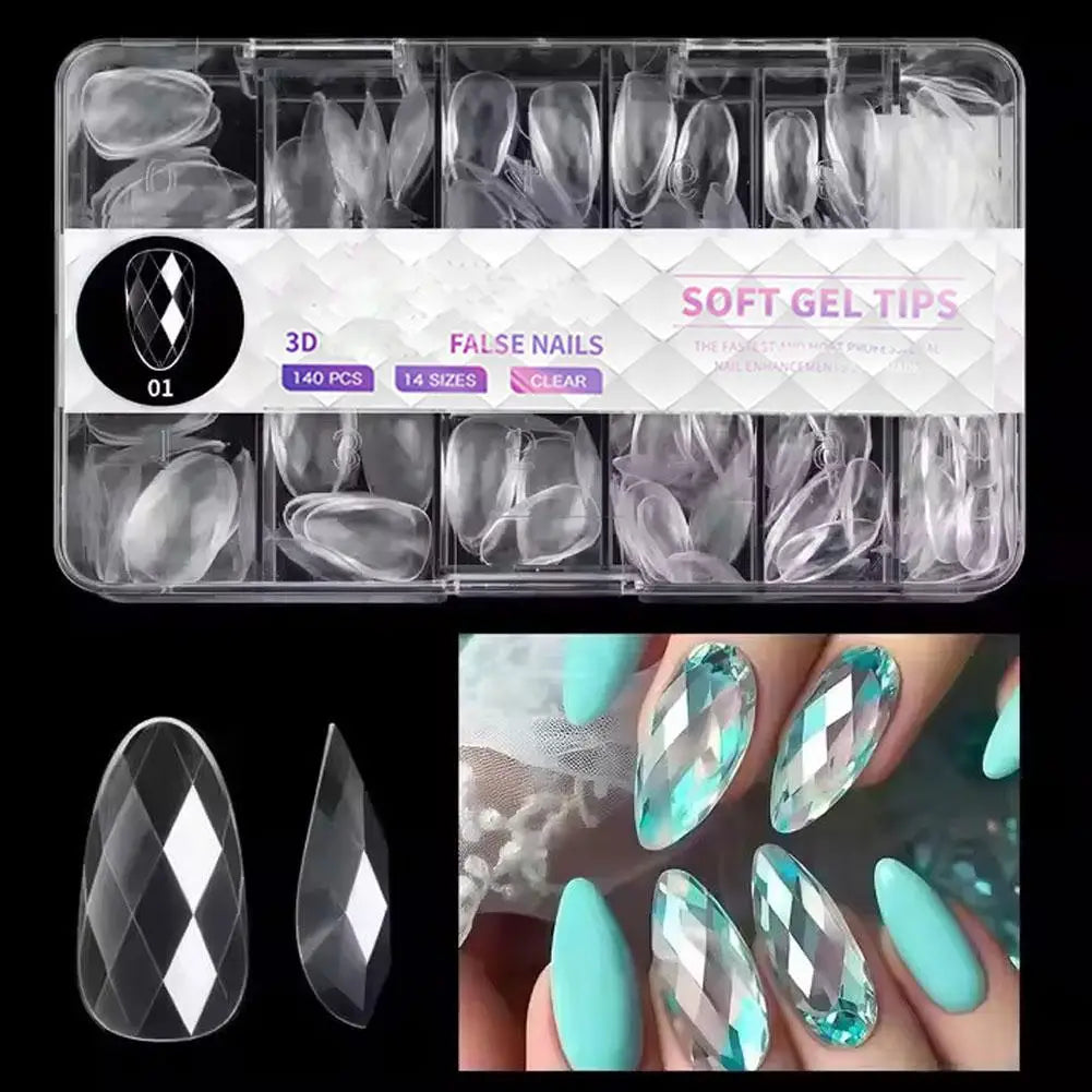 3D Rhombus Facet Nail Extension Tips,Clear Full Cover False Nail Extension Mold For DIY Nail Art Salon Manicure UV Gel Nail Mold Peaceful Pleasures Health and Wellness