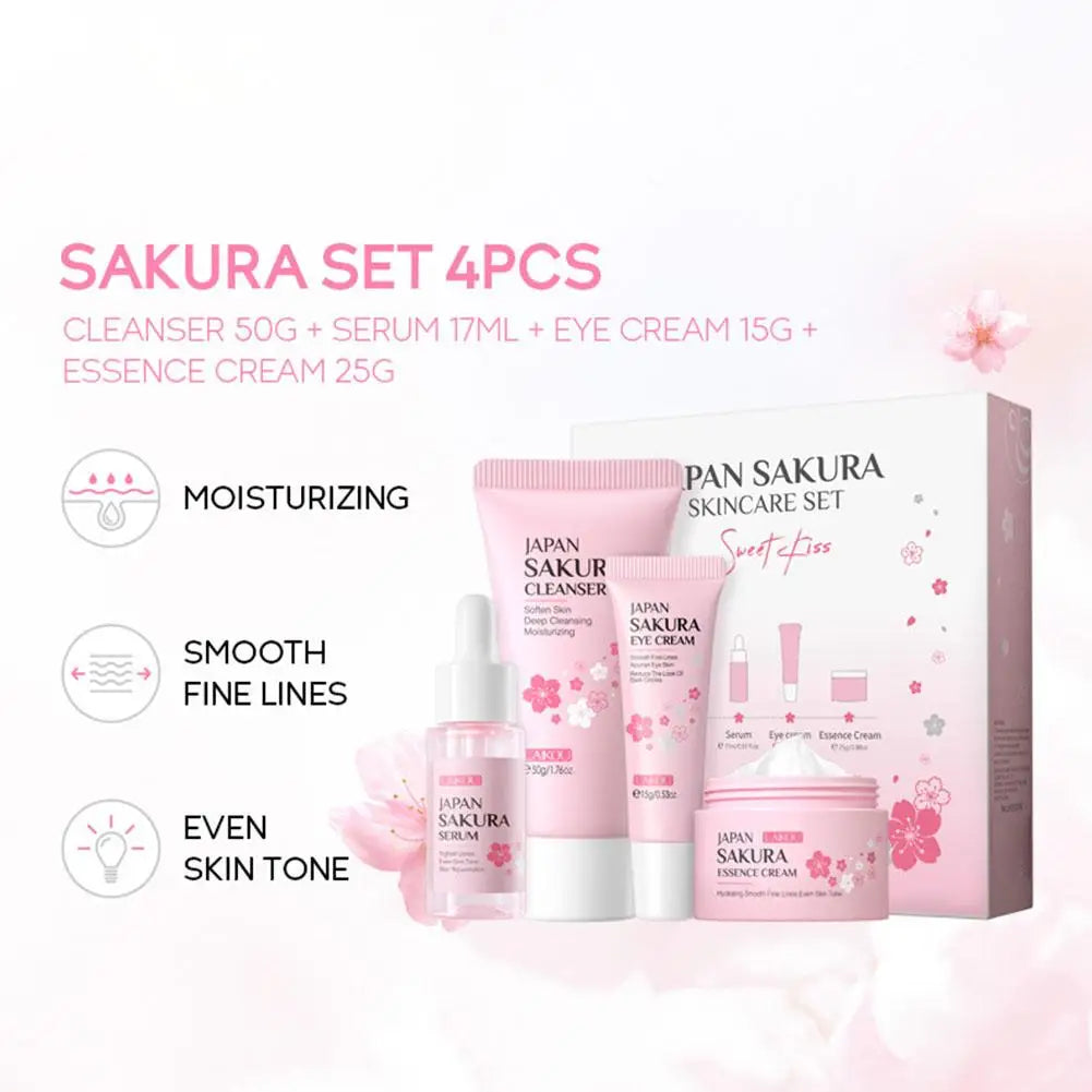 Sakura Cherry Blossom 5-Piece Skincare Set | Cleanser, Toner, Serum, Eye Cream & Face Cream Peaceful Pleasures Health and Wellness