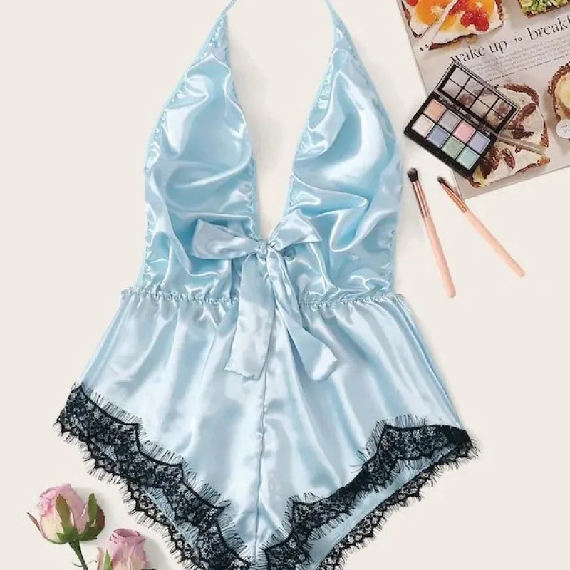 Women's Ice Silk One-Piece Pajamas | Summer Babydoll Sleepwear