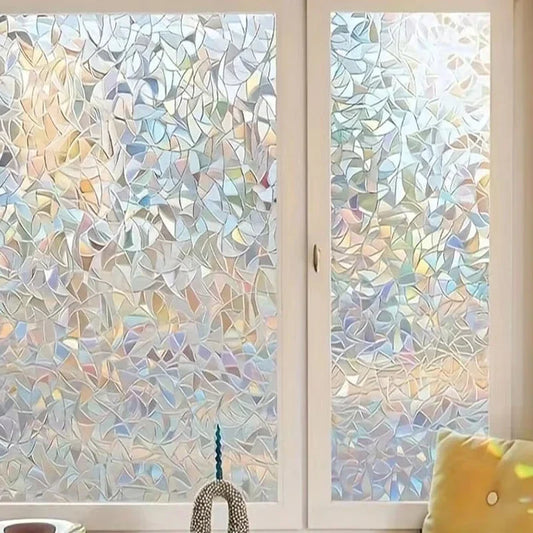 Colorful Crescent Geometric Privacy Window Film – Static Cling Decorative Window Film Oasis Select