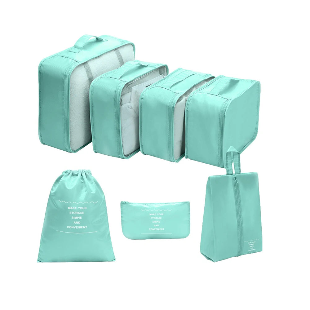 7-Piece Travel Storage Bag Set – Large Capacity Luggage Organizer for Clothes, Moving & Packing Peaceful Pleasures Health and Wellness Blue
