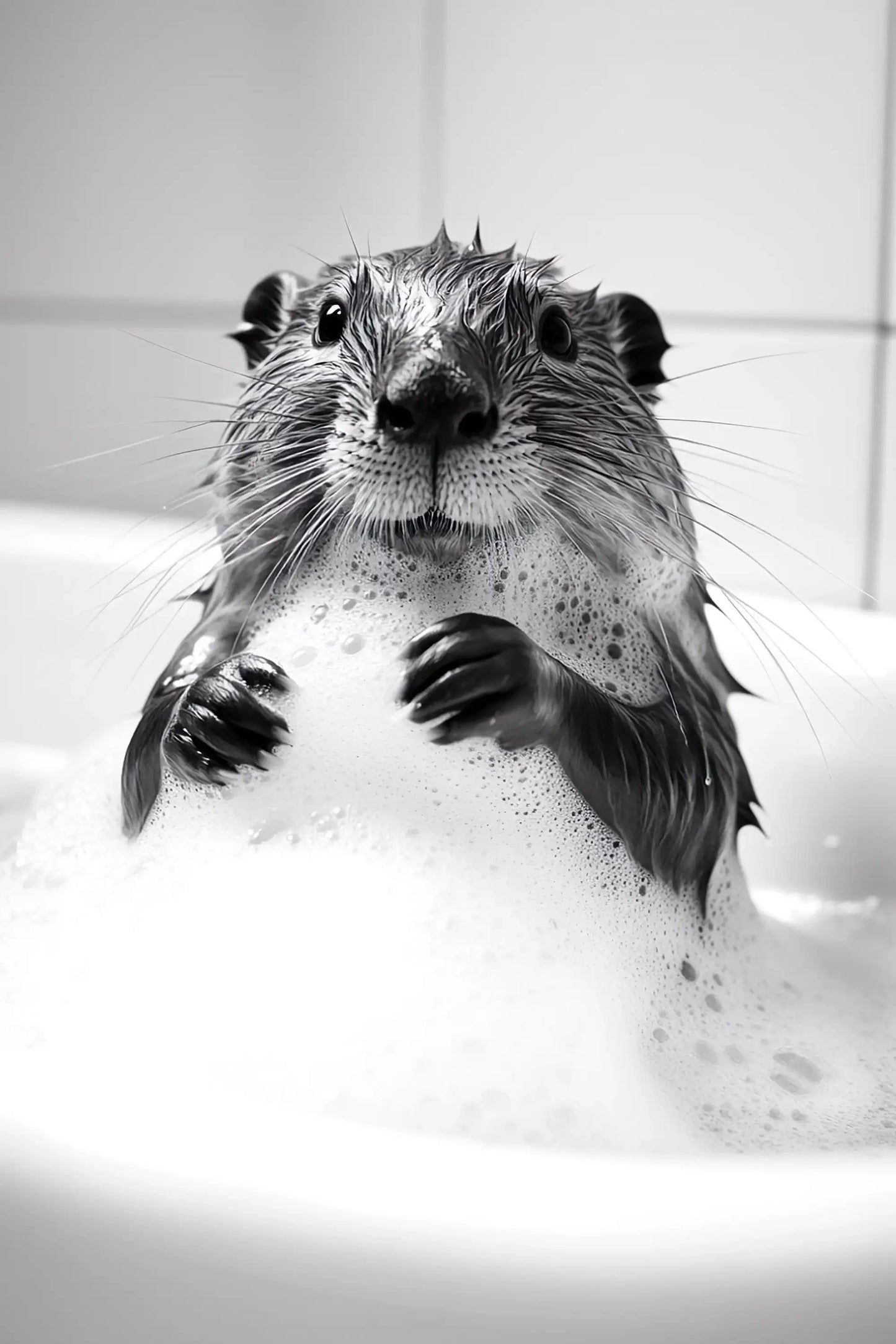 Black & White Cute Animal Toilet Paper Canvas Wall Art Poster