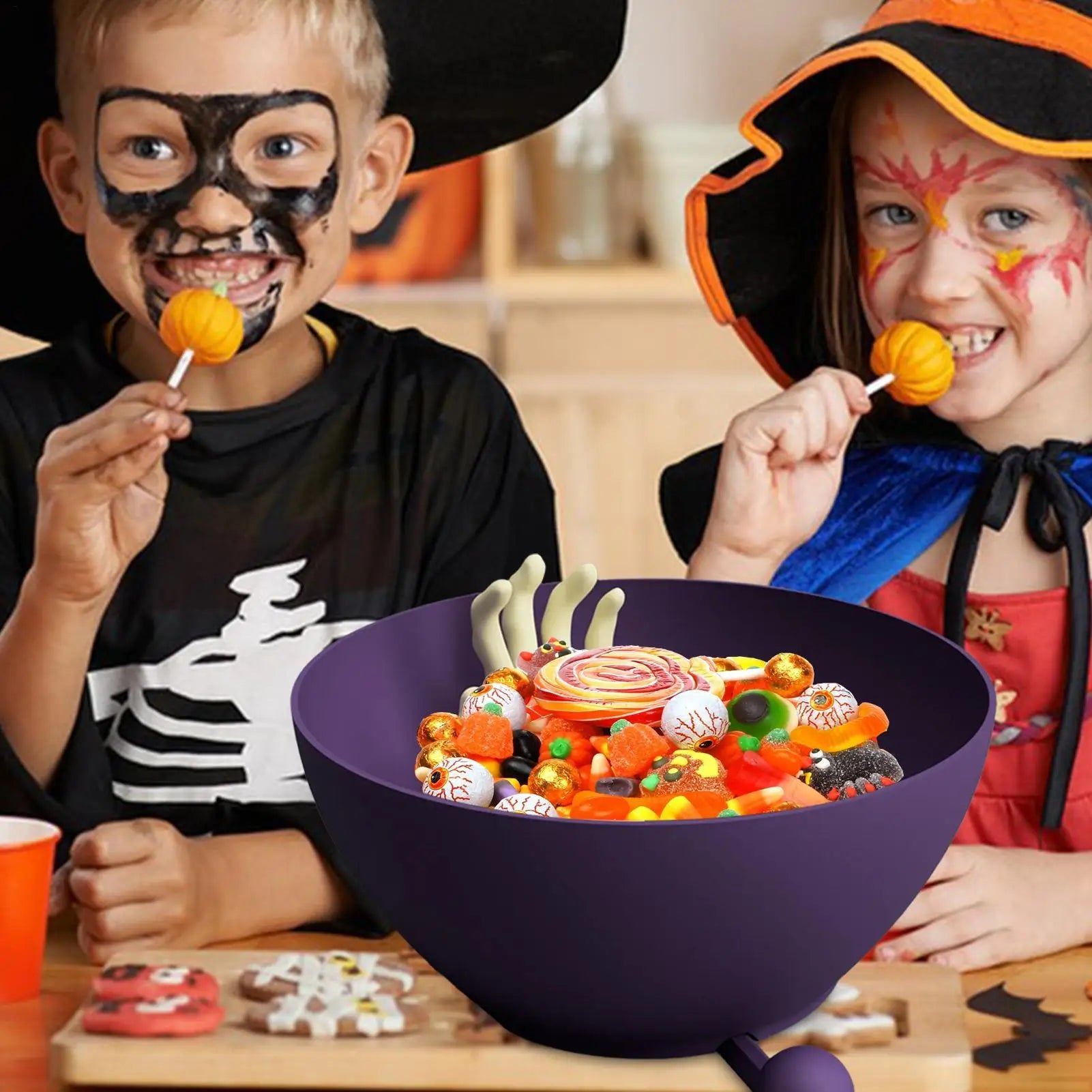 Halloween Bowl Trick or Treat Bucket Bucket Creative Movable Skeleton Hand Dish for Activities Festival Gathering Party Decor Peaceful Pleasures Health and Wellness