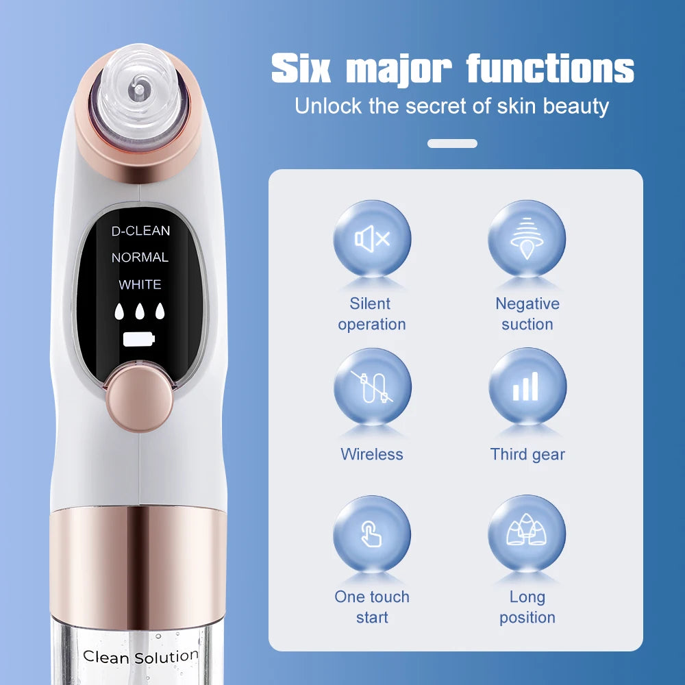 Small Bubble Blackhead Remover Pore Vacuum Face Cleaner Black Head Extractor Skincare Pimple Removal With 6 Suction Heads Peaceful Pleasures Health and Wellness