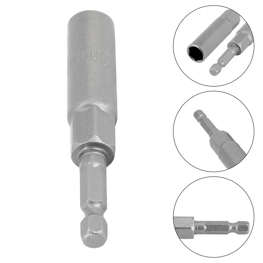 Magnetic Hex Nut Driver Bit Adapter 1/4" Shank 5.5–19mm 80mm