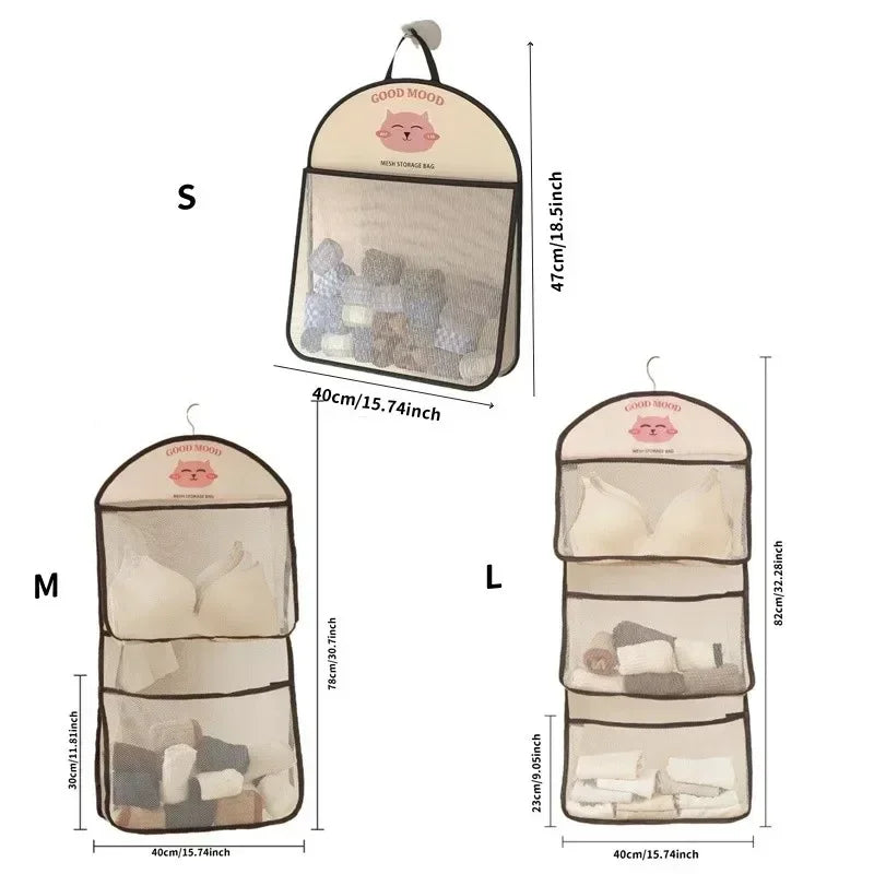 Large Capacity Cartoon Wall mounted sundry Mesh Bag Portable Toy Clothes sock collating Organizer Net Bathroom Storage Mesh Bag Peaceful Pleasures Health and Wellness