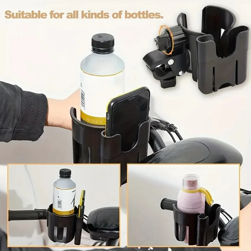 2-in-1 Stroller Cup & Phone Holder | Universal Bottle Cage