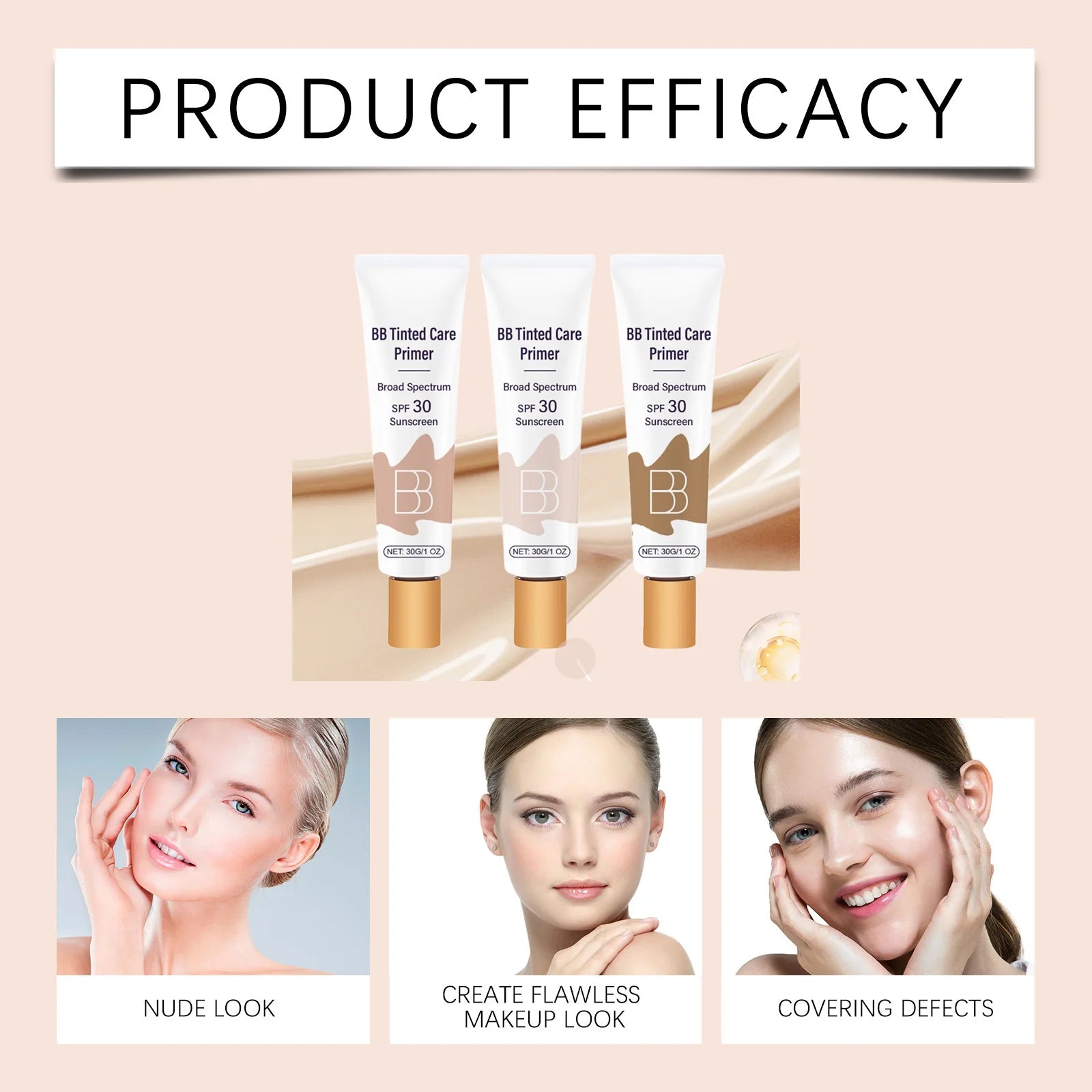 Sunscreen BB Cream Protect Sun Burn Calm Redness Balance Oil Shine Conceal Face Blemish Enhance Skin Barrier Portable Concealer Peaceful Pleasures Health and Wellness