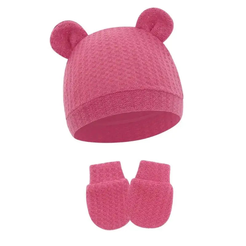 Newborn Baby Hat & Mittens Set | Soft Cotton, 0–6 Months