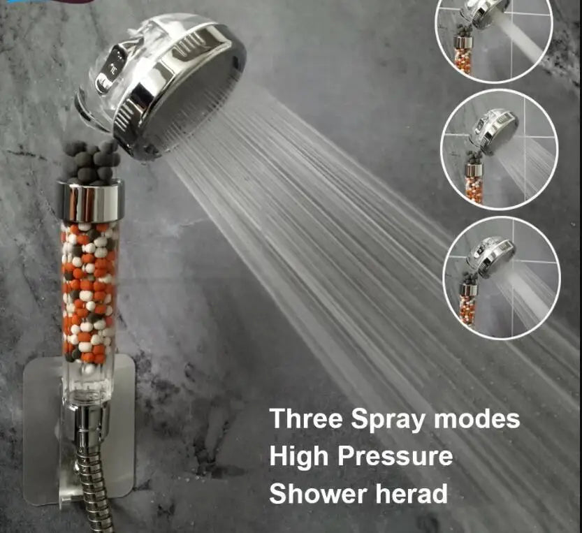 3-Mode High-Pressure Water-Saving SPA Shower Head with Filter