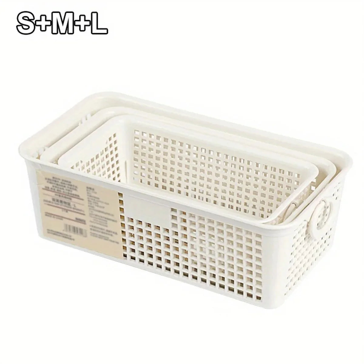 1 Piece Desktop Dual-Ear Storage Basket Snack Organizer with Hollow Rectangular Basket Plastic Storage Box Peaceful Pleasures Health and Wellness ALI-RR-K-1095404