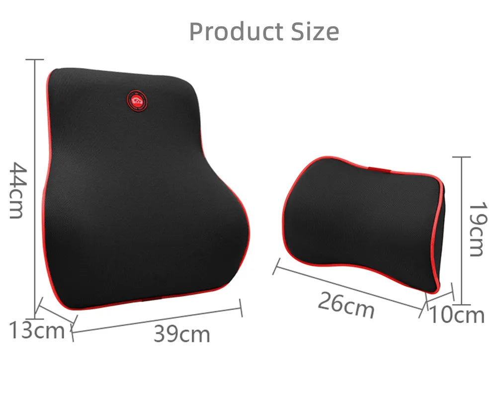 Memory Foam Car Neck Pillow & Lumbar Back Support Set | 3D Cervical & Spine Support – Breathable, Adjustable