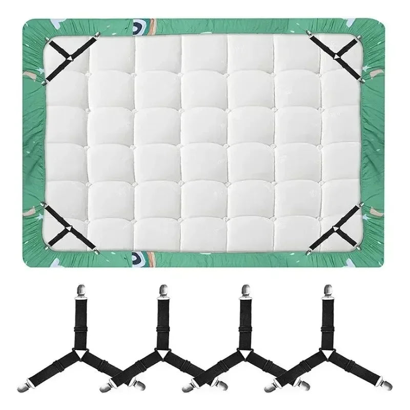 4-Pack Triangular Bed Sheet Fasteners & Adjustable Mattress Clips