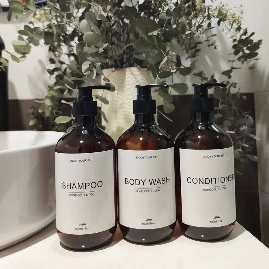 500ml Refillable Shampoo & Body Wash Pump Dispenser Bottle