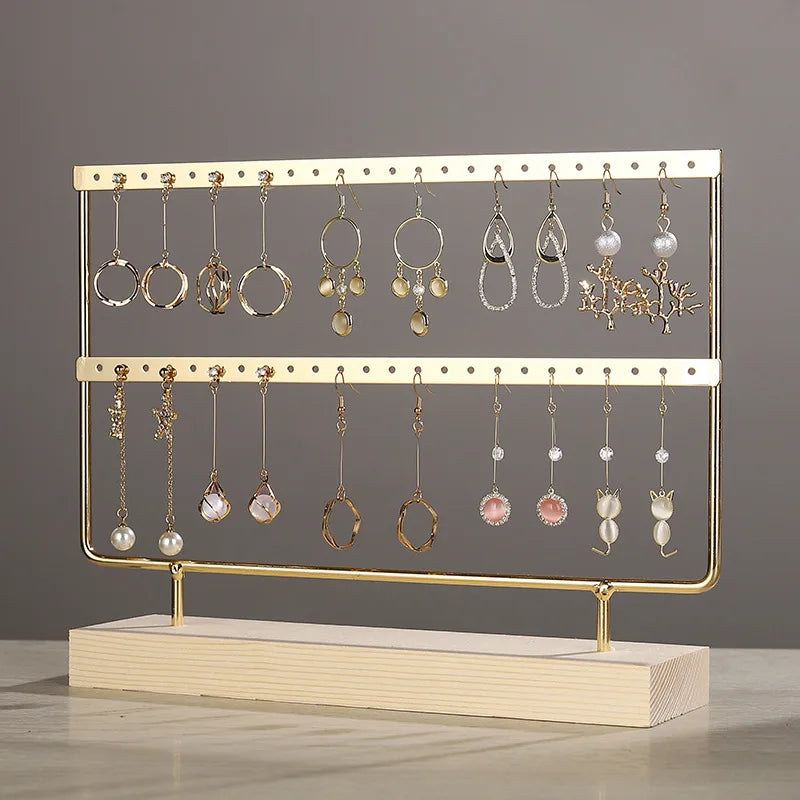 Solid Wood Iron Earring Holder Rack – Multi-Tier Jewelry Display